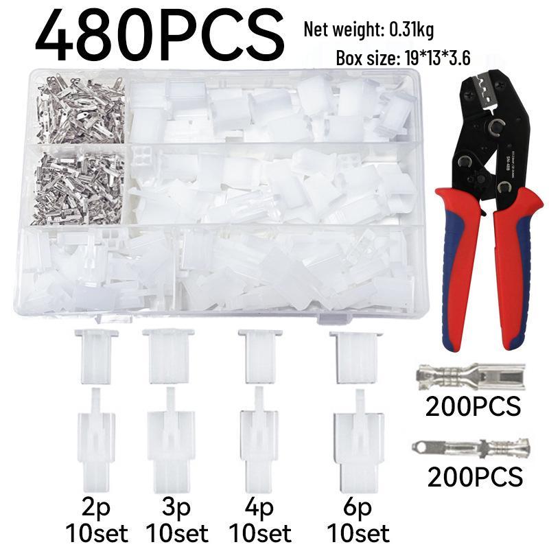 380PCS Car Wiring Terminals & Connectors Set - 2.8 Blade Spring with Boxed Copper and Plastic Parts
