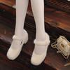 Осень-зима 2025 новые плюшевые туфли Мэри Джейн женские французские плюшевые туфли женские на толстом каблуке белые туфли