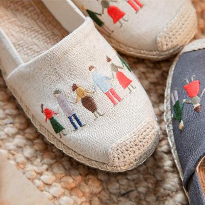 Женские повседневные льняные туфли с вышивкой X19 с низким верхом — дышащие, простые, стиль весна/лето