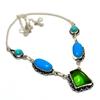 Peridot Blue Chalcedony Gemstone 925 Silver Plated Jewelry Necklace 18"