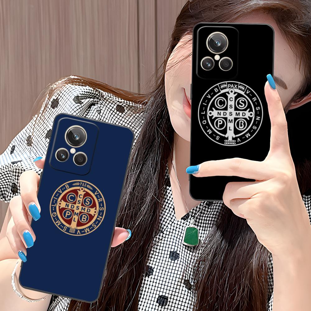 Чехол для мобильного телефона с медальоном Святого Бенедикта для Realme 15 14 13 12 11 10 9 Pro Plus T i Lite 5G Цветной печатный чехол Роскошный чехол