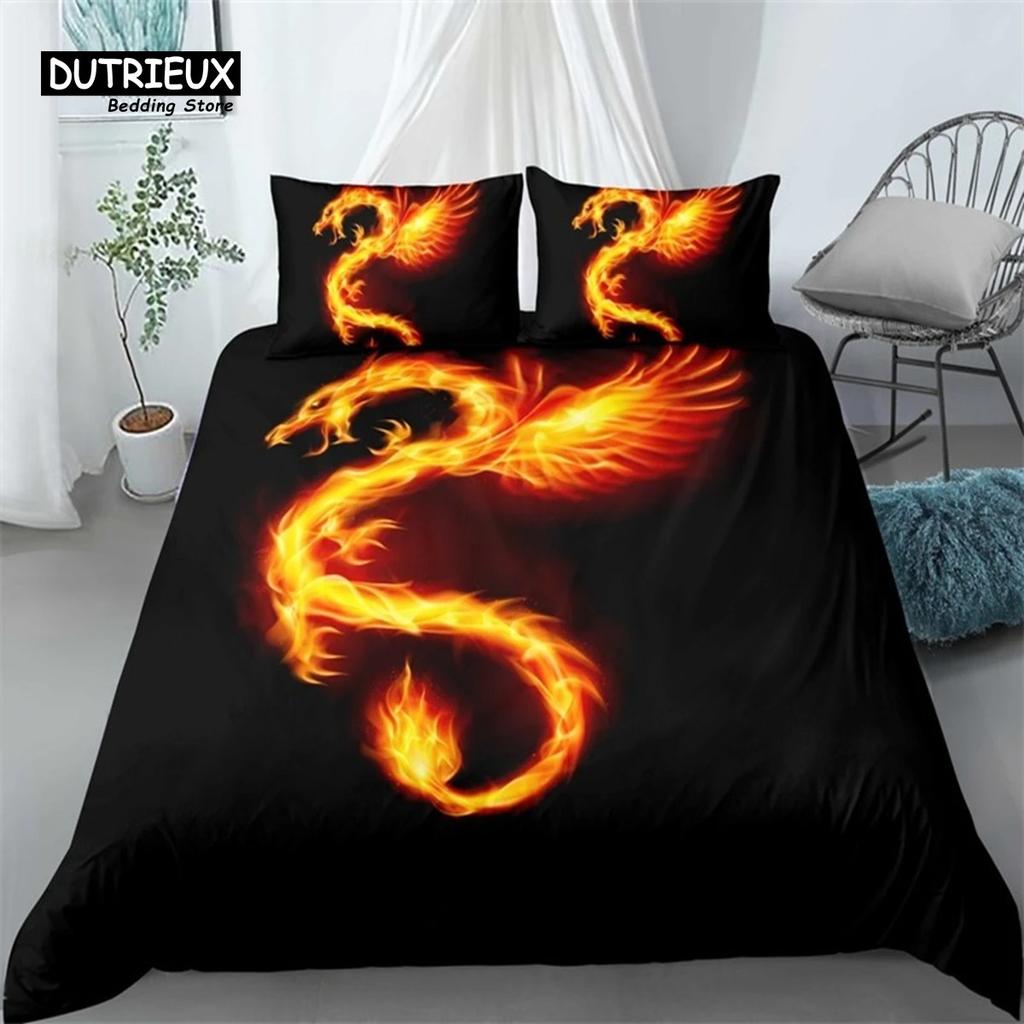 Flaming Phoenix Duvet Cover Full Queen Phoenix Nirvana Fired Volcano Bedding Set Microfiber Comforter Cover For Teen Adult Decor