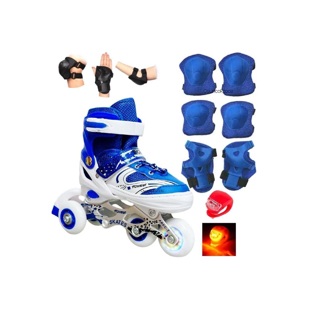 Регулируемые коньки 2 в 1 с подсветкой, металлическое тело, сумка для катания на коньках, наколенник, подарок, один светодиодный подарок