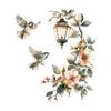 Colorful Flower Pendant Lamp Bird Wall Sticker For Bedroom Living Room Entrance Home Background Decoration Self-adhesive 29*22CM