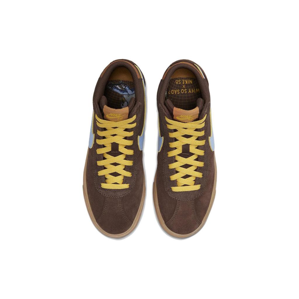 Почему так грустно? x Nike Bruin High SB Хищная птица Женские кроссовки Коричневый Светло-шоколадный Светло-голубой DX4325-200