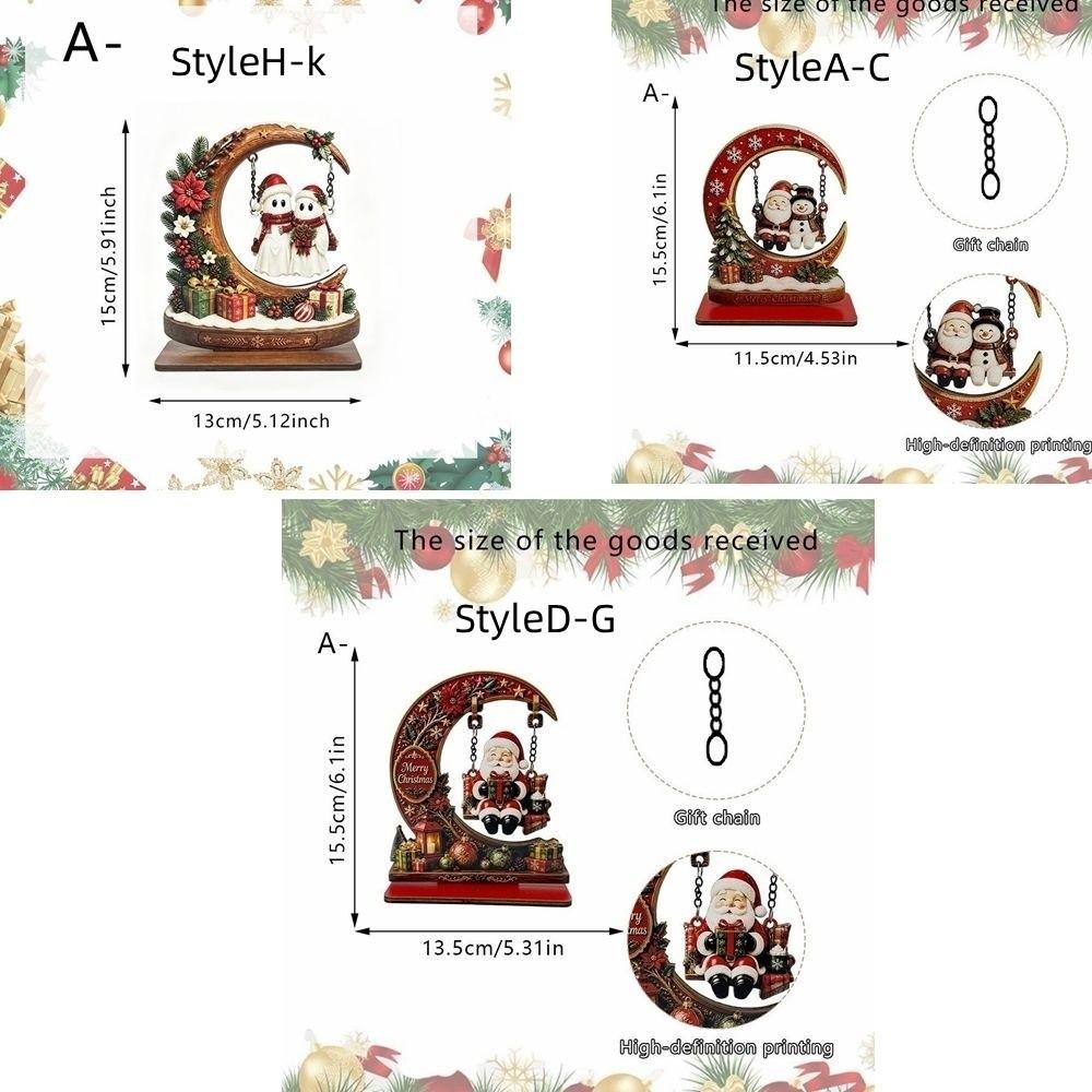 Snowman Deer Christmas Ornaments Wooden Swing Santa Claus Decoration Winter Holiday