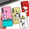 SM14 Snoopy Cartoon Black Sofe Case for Samsung Note 20 Lite S24 Ultra S23 A03 A05 A06 A11 A71 A15 A16 A13 A24 A25 A33 A52 A53 A50 M55 M35 Plus