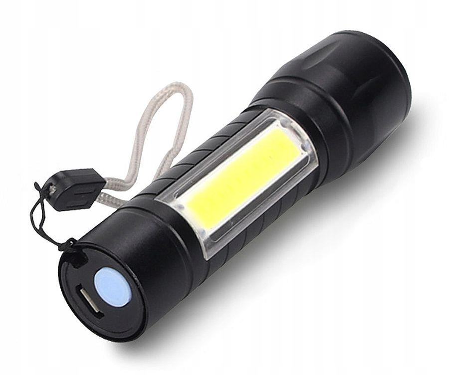Latarka Taktyczna Led Zoom Reflektor Cob Akumulatorowa Usb