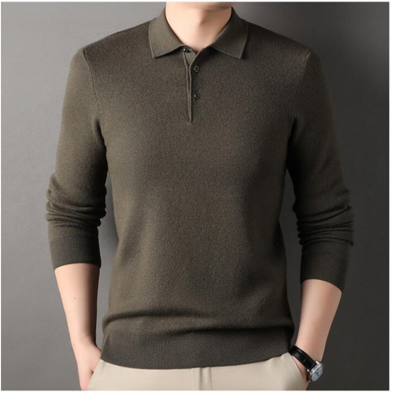 Весенне-осенний кардиган мужской свитер с лацканами 100% чистая шерсть свитер нижняя рубашка папа топ мужская одежда