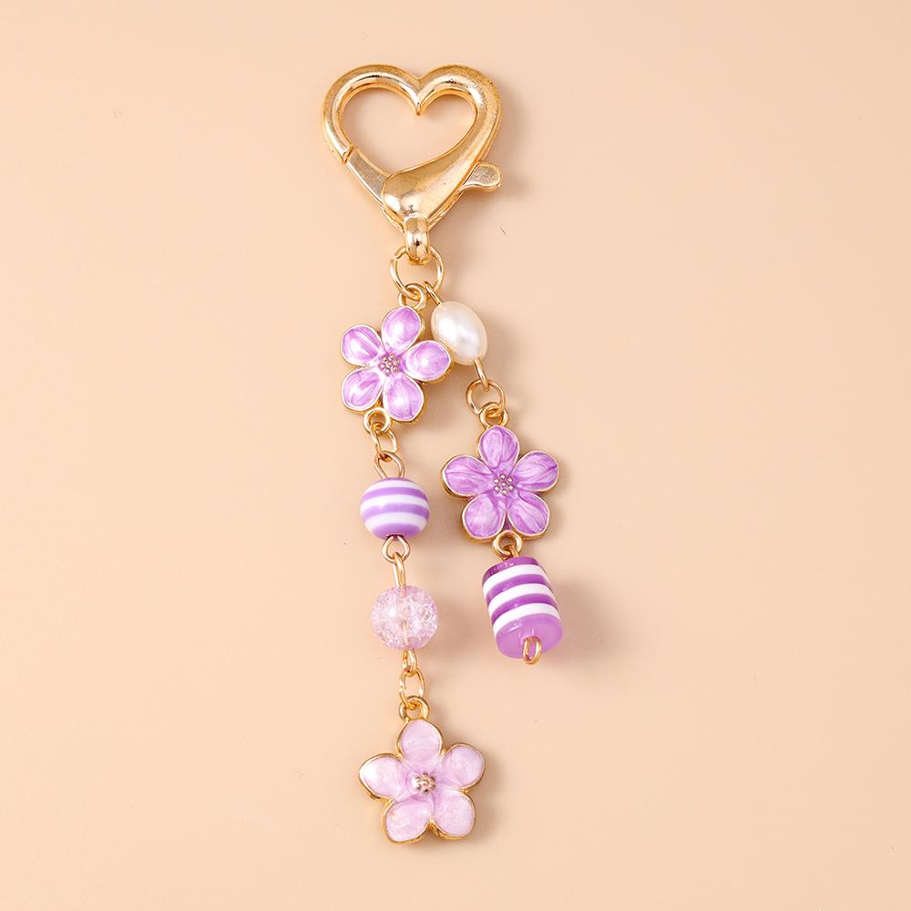 Cute Enamel Animal Cat Keychain Women Girls Flower Key Ring Pendants for Handbag Decor DIY Key Chain Jewelry Gifts