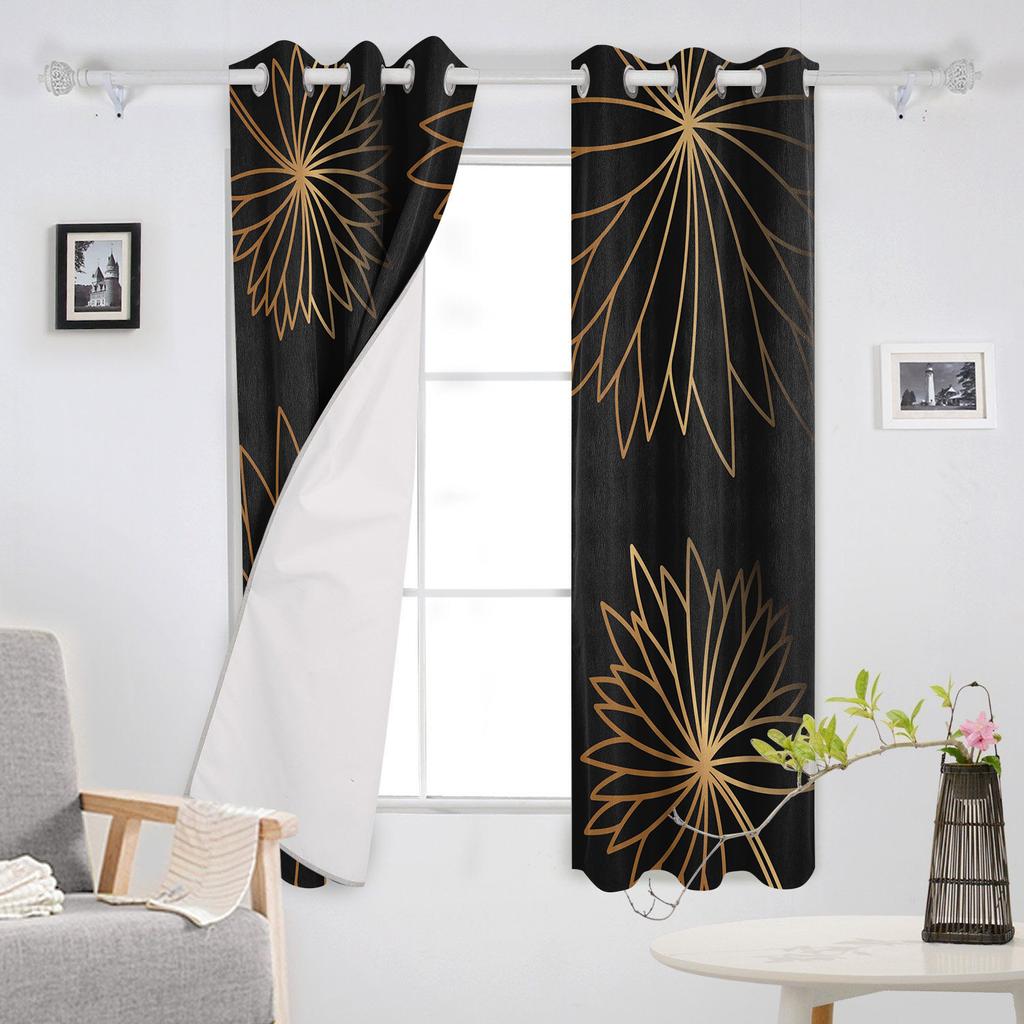 Золотой узор на черном фоне Роскошные шторы для дома Товары для дома Гостиная Спальня Индивидуальные шторы