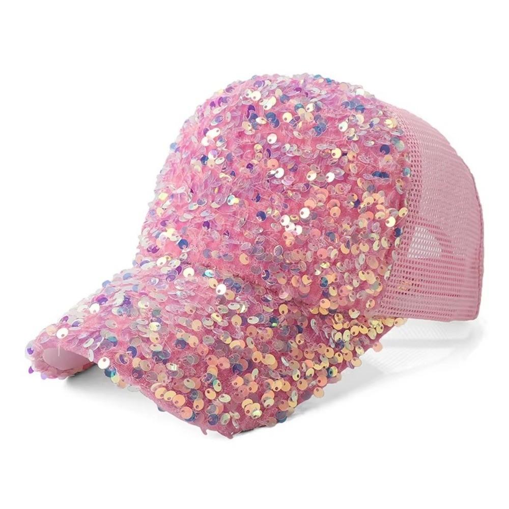 Breathable Shiny Sequin Baseball Cap Mesh Duck Tongue Caps New Women Sun Hat Summer