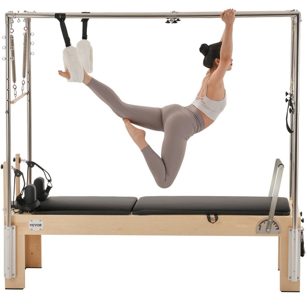 Pilates Reformer Wood Pilates Machine Home Gym Workout Equipment