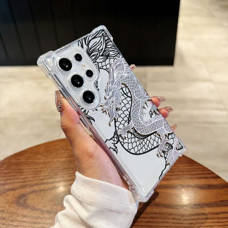 Fashion Dragon Tattoo Pattern Art Phone Case For Samsung Galaxy S25 FE S26 S24 S23 S22 S21 S20 Ultra S26 Plus S25FE Clear Cover