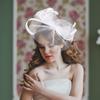 LIOOBO White Bowknot Fascinator Hat with Mesh Veil for Bridal Tea Party, Butterfly Tulle Headband for Women Special Occasion Accessories
