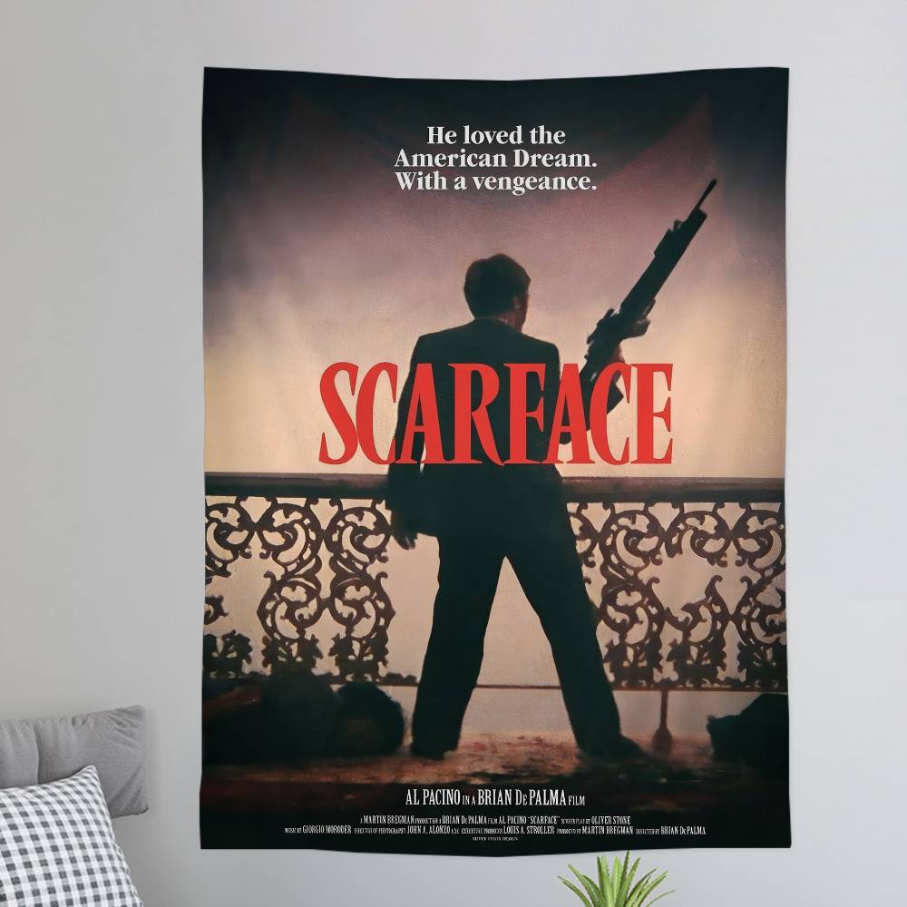 Vintage Classic Sscarface Chart Tapestry Art Science Fiction Room Home Decor Cheap Hippie Wall Hanging