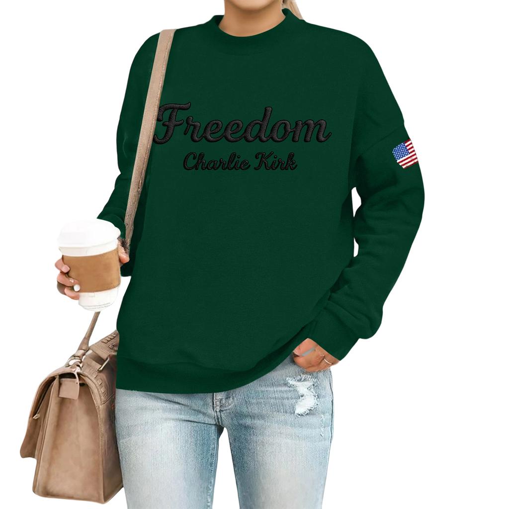 Women's Casual Fashion Round Neck Long Sleeve  Printed Sweatshirt