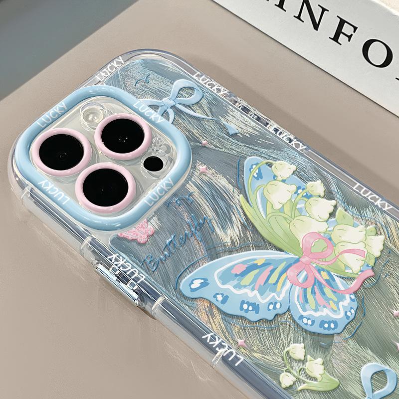 Glitter Butterfly for Apple 16promax Cream Feather Cartoon Phone Case for IPhone13 Cute 14/15