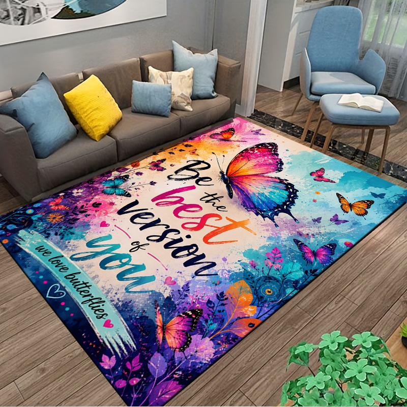 Butterfly Pattern carpet Set With Quote carpet set (1 duvet cover, 2 pillowcases, duvet not included)