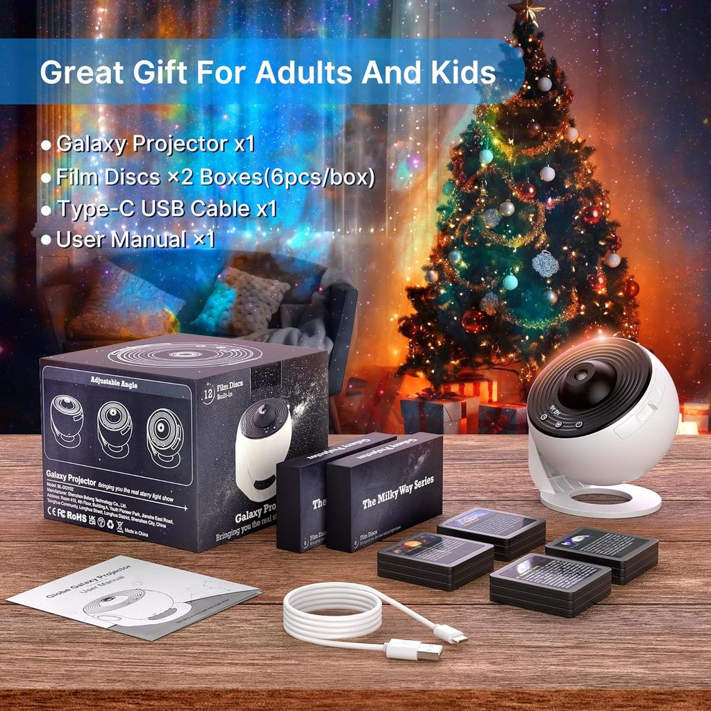 Bedroom Galaxy Projector Night Light HD Image Star Projector 13 Film Discs Kids Planetarium Projector 360° Rotation Galaxy Light2