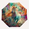 Unicorn Fantasy Theme 8 Bone Hand Automatic Folding Fashion umbrella, Compact and Portable Design, A Perfect Gift for Birthday, Christmas or