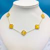 Титановая сталь 15 мм Модное четырехлистное клеверное 18K пятилистное цветочное ожерелье Реверсивное счастливое четырехлистное клеверное сторона со слотом Ожерелье