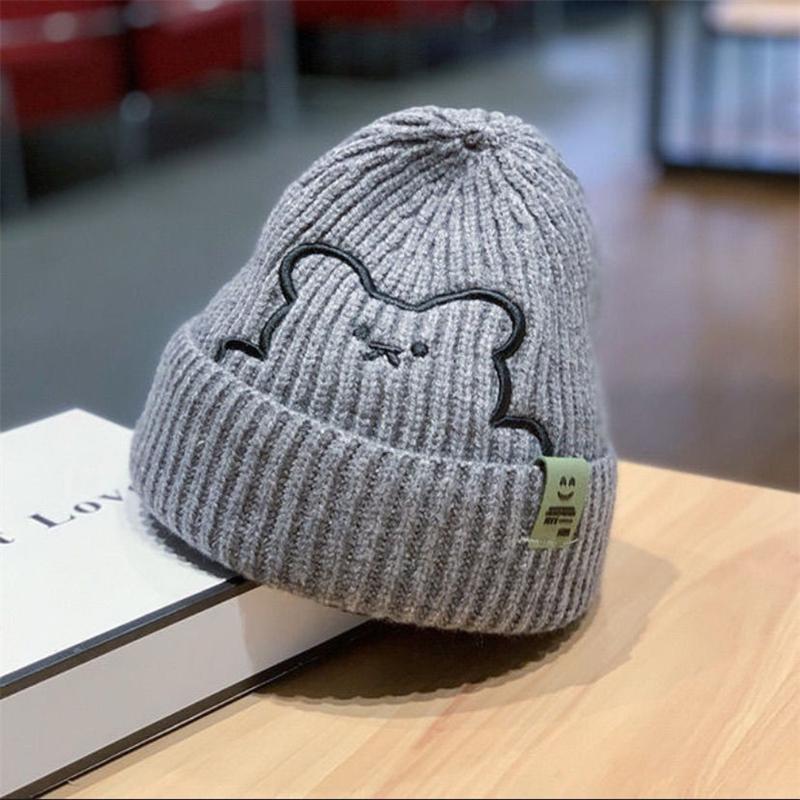 Kids Hats 2024 Boys Girls Hat Winter Baby Knitting Cute Bear Pattern Caps Fashion Keep Warm Beanie Cap Kid Accessories 0-6Years