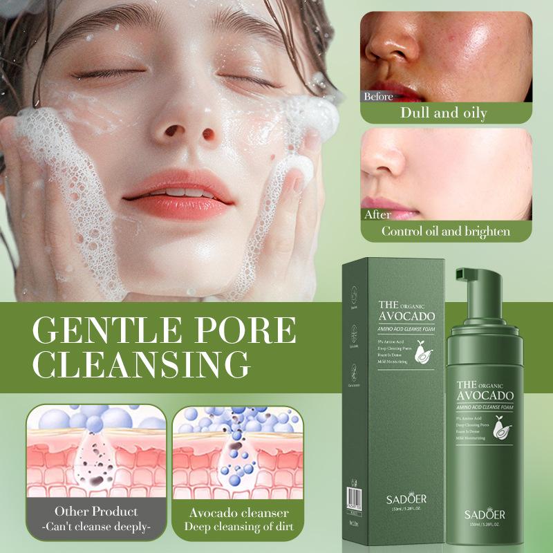 Увлажняющее очищающее средство для лица с авокадо SADOER пенка для умывания с аминокислотами