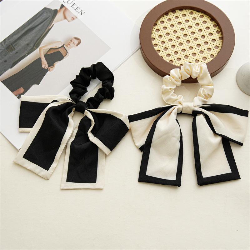 Large Bow Ribbon Hair Rope Rings French Woman Hair Scrunchies Ponytail Holder Elastic Hair Ties Hairbands Elegant Headwear