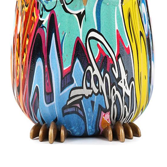 Граффити Сова Фигурка Сова из смолы Украшение для рабочего стола Многоцветная статуя Совы для дома Подставка под телевизор Офисная книжная полка Украшение стола