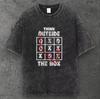 Mens Tic Tac Toe Graphic Cotton T Shirt Washed Black Y2K Streetwear S-3XL
