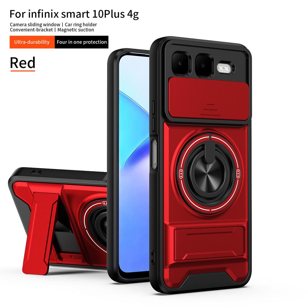 Чехол для Infinix Smart 10 Plus Чехол-книжка для Infinix Smart 10 Plus с держателем-подставкой Magsafe, Магнитная, Защита камеры, Бронированный