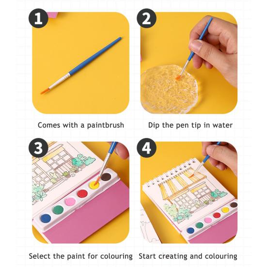Набор книг для креативного рисования Листы акварельной бумаги с 6 цветовыми сетками Эргономичная кисть Мини-альбом для акварели Дорожный набор для взрослых Подарок