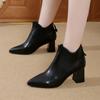 Fashion Winter High Heels Shoes Chelsea Boots Women Fashion  Sexy Pointed Toe Ankle Motorcycle Boots Pumps Designer Chunky Fashion