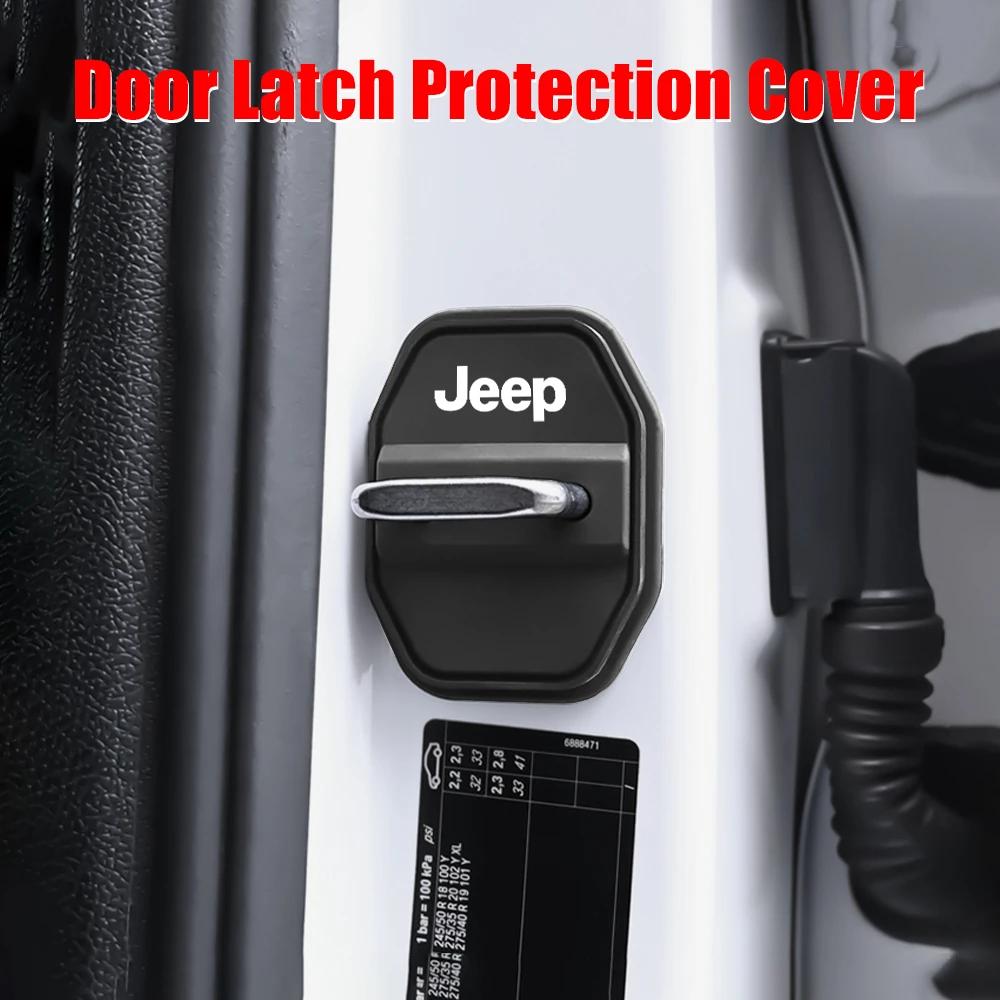 4Pcs Silicone Car Door Lock Protector Cover Anti-Scratch for Jeep Wrangler Grand Cherokee Avenger Compass Wagoneer AJX1