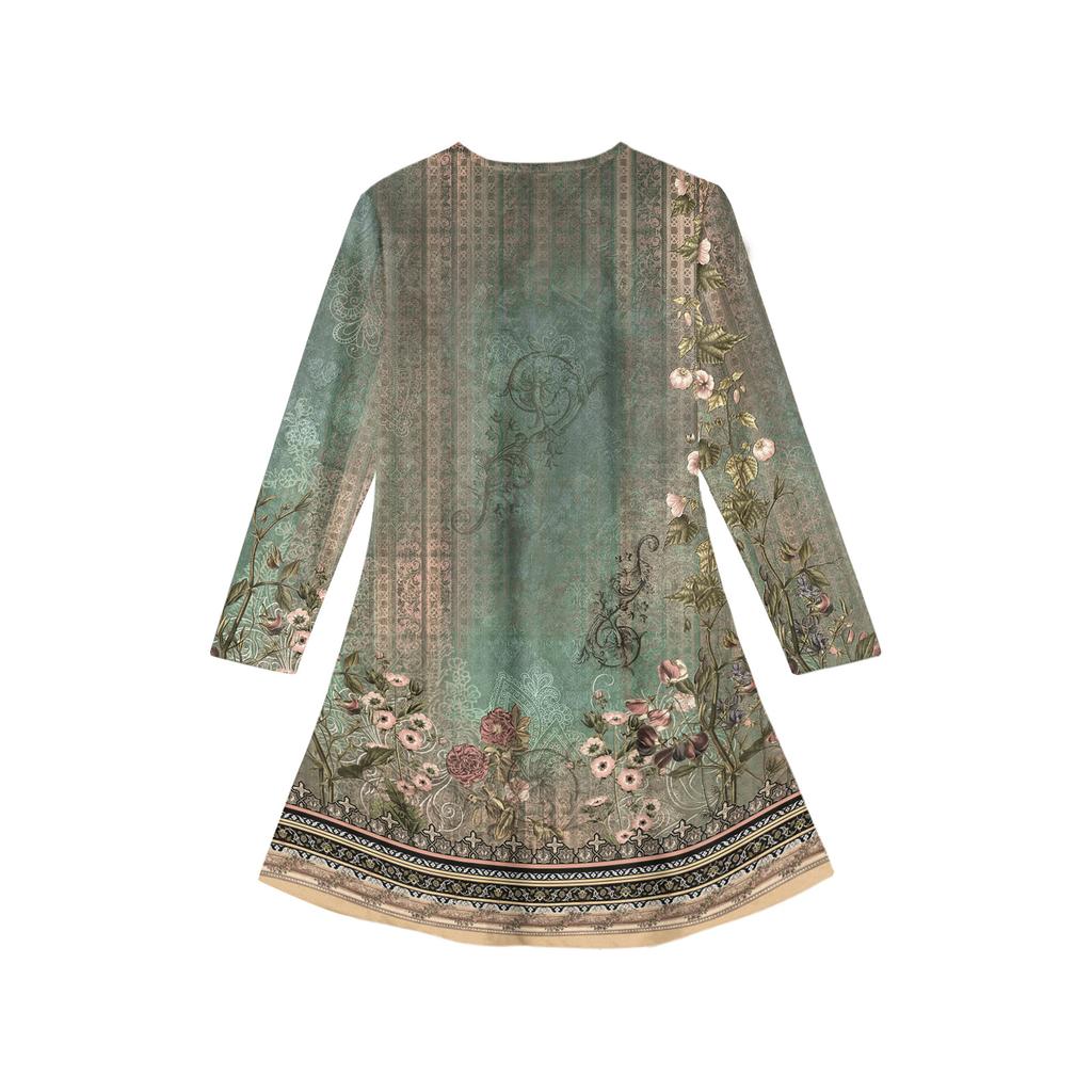 Платье с длинным рукавом для девочек - Платье с цветными карманами