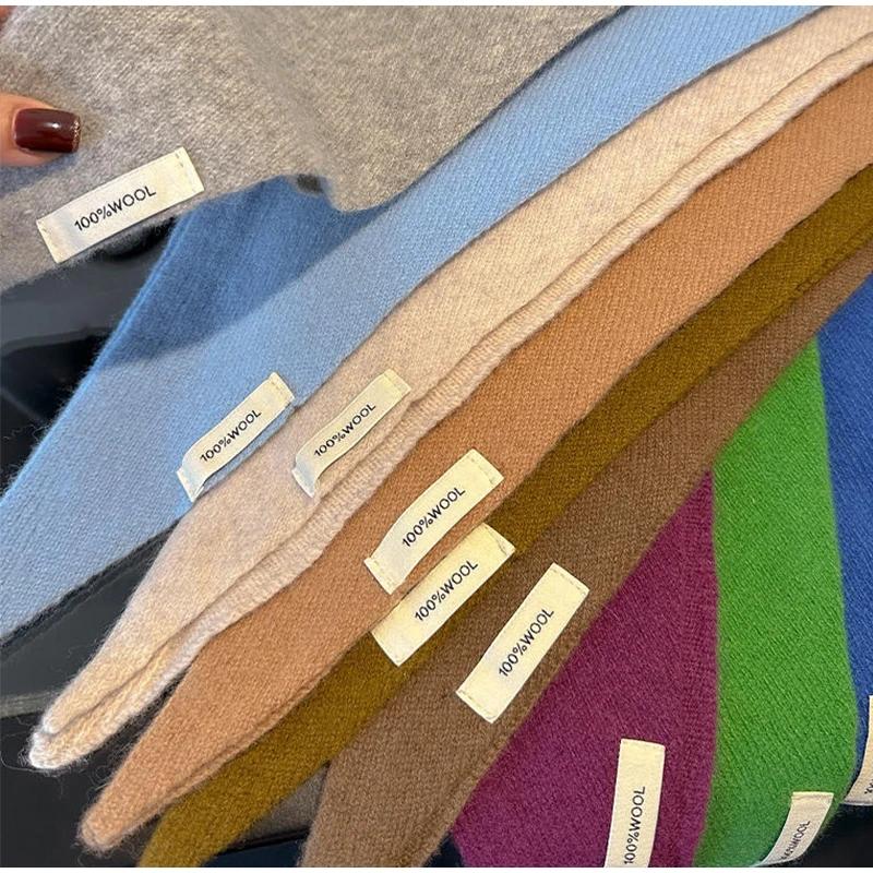 Треугольный шарф из 100% шерсти Британский корейский треугольный шарф Нишевый женский платок на голову Вязаный шарф Многофункциональный теплый вязаный шарф