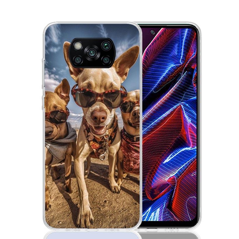 Забавный чехол для телефона с группой собак для селфи для Xiaomi Poco X7 X6 X5 Pro F7 Ultra Redmi 15C 15 13 13C 12 12C 10 10A 10C 9 9A 9C 9T
