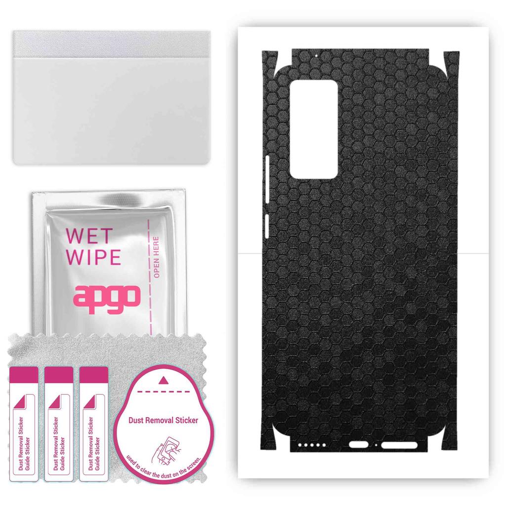 apgo Protective Skin Sticker for the Back+sides Compatible with Vivo X60t, Full Wrap Film, Foil, Vinyl - Pattern Black Honeycomb