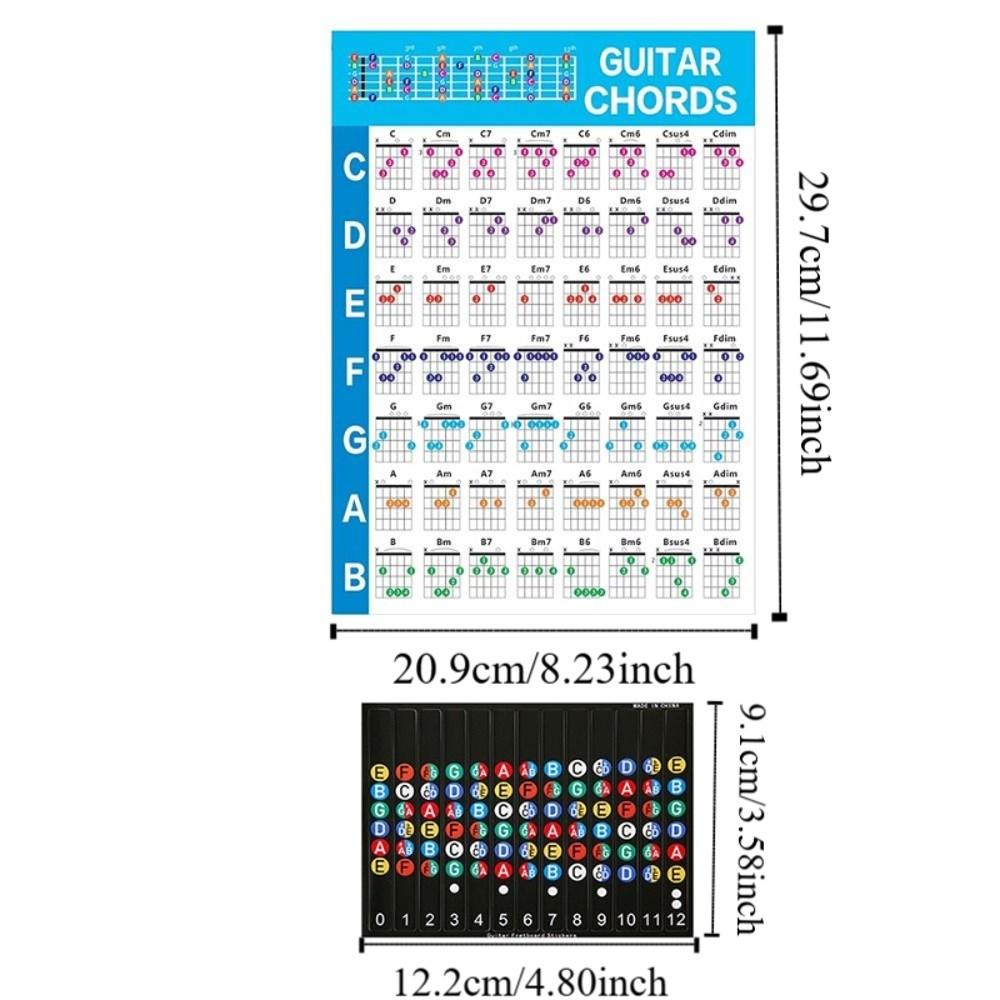 Printed Vinyl Paper Guitar Practice Chord Chart Coated Paper Reference Guide  For Beginners