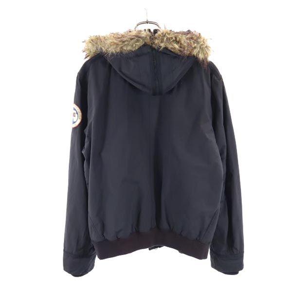 Napapijri Куртка нейлоновая с хлопковым наполнителем, с длинным рукавом, S, черная, капюшон с мехом, мужская, б/у