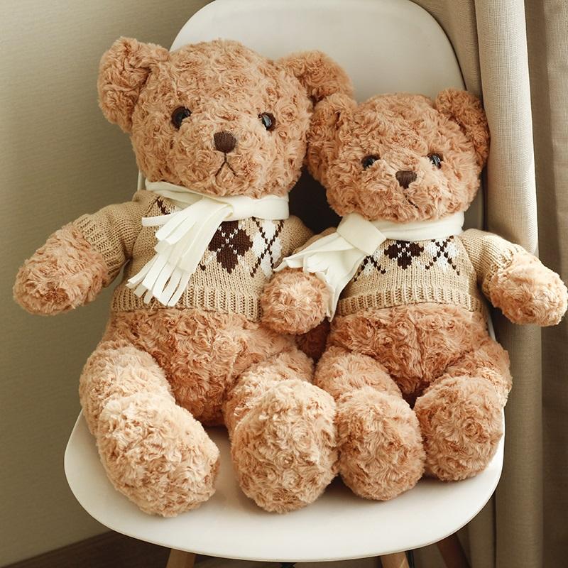 Подушка для куклы, коричневая, из полипропилена, хлопка, мягкая и удобная, плюшевая игрушка, свитер в форме медведя, успокаивающий подарок для девочки, унисекс, украшение для дома и спальни