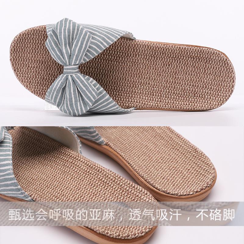 Summer Women's Striped Bow Cotton-Linen Slippers