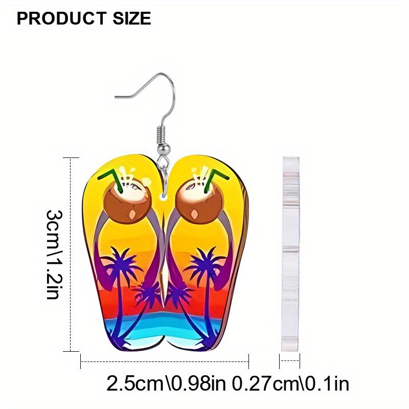 2D Плоские Гавайские Летние Серьги Шлепанцы Акриловые Серьги Модная Бижутерия Элегантные Серьги Вечерние Серьги