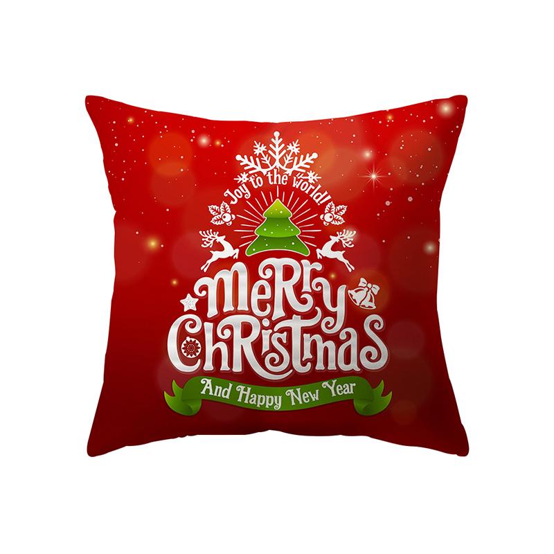 Merry Christmas Santa Claus Print Pattern Cushion Cover Home Living Room Sofa Decoration Square Polyester Pillow Pillow Cover