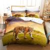 3D Tiger Leopard Pattern Bedding Set Ties Wild Animal King of The Jungle Theme Duvet Cover for Boys Teens Gifts Full Size