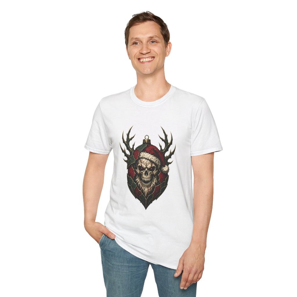 Santa Skull Christmas Horror Black Metal Holiday Unisex Softstyle T-Shirt