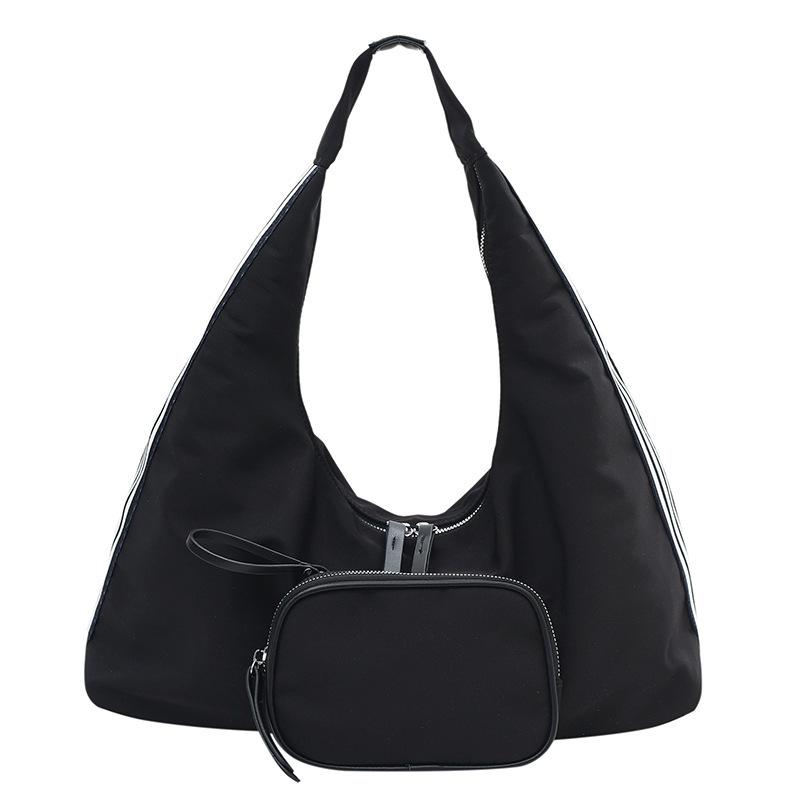 2025 Summer New Nylon Cloth Black Shoulder Bag Niche Fashion Casual Underarm Bag Simple Versatile Tote Bag
