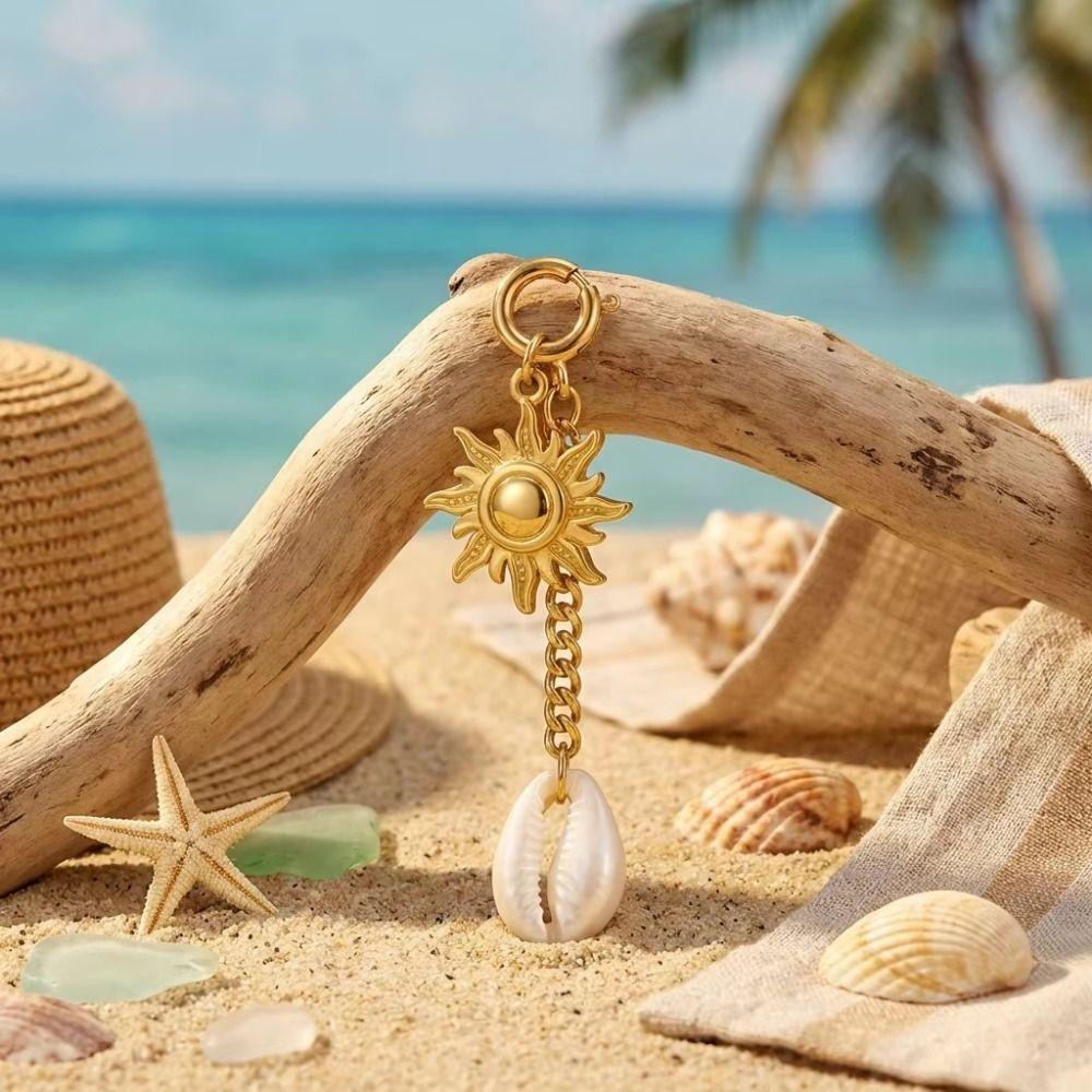 Pearl Fish Conch Key Chain Hanger Bikini Pendant Lovely Body Jewelry Vacation