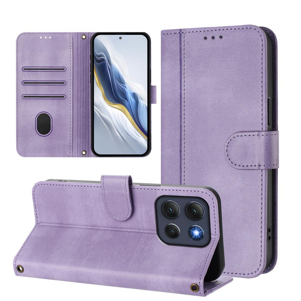 For Motorola Moto G86 5G Cases Wallet Stand Retro Texture Leather Phone Cover with Lanyard